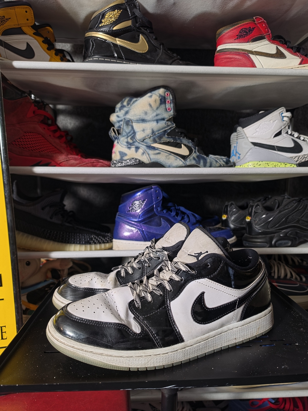 🔥 Nike Air Jordan 1 Low SE Concord Black White Men 11 Patent Leather Sneakers